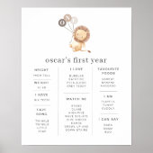 Löwe mit 3 braunen Balloons Milestone Poster (Vorne)