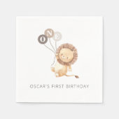 Löwe mit 3 braunen Balloons Serviette (Vorderseite)