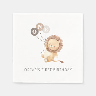 Löwe mit 3 braunen Balloons Serviette