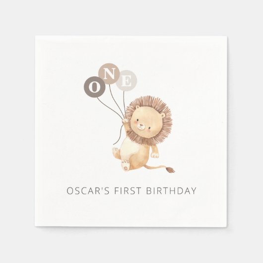 Löwe mit 3 braunen Balloons Serviette (Vorderseite)