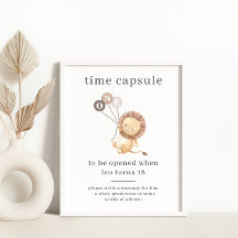 Löwe mit 3 braunen Balloons Zeitkapsel