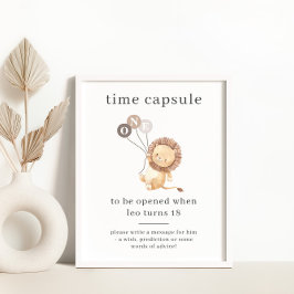 Löwe mit 3 braunen Balloons Zeitkapsel Poster