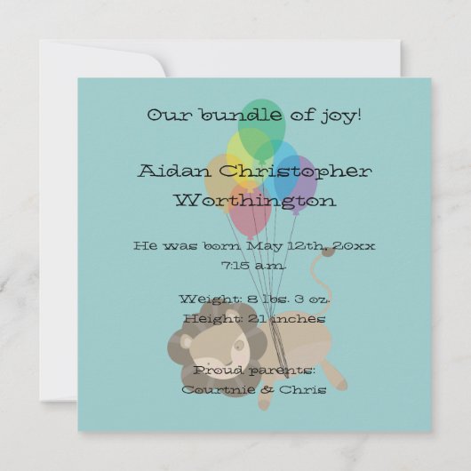 Löwe mit Balloons Ankündigung (Rückseite)