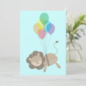 Löwe mit Balloons Babydusche Einladung (Stehend Vorderseite)