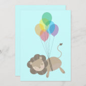 Löwe mit Balloons Babydusche Einladung (Vorne/Hinten)