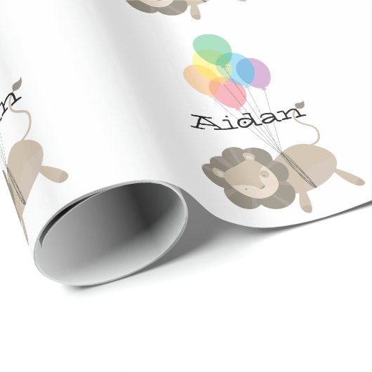 Löwe mit Balloons Geschenkpapier (Rolleneckpunkt)