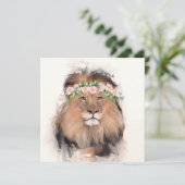 Löwe mit Blume Crown Portrait Karte (Stehend Vorderseite)
