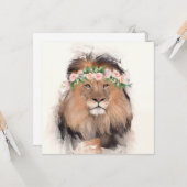 Löwe mit Blume Crown Portrait Karte (Vorderseite/Rückseite Beispiel)
