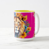 Löwe mit Blume Kaffee Tasse (VorderseiteRechts)