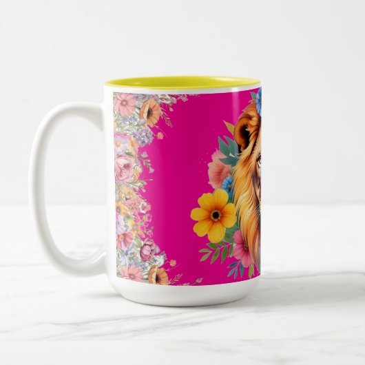 Löwe mit Blume Kaffee Tasse (Links)