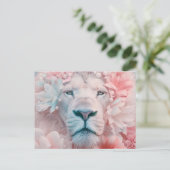 Löwe mit Blume Postkarte (Stehend Vorderseite)