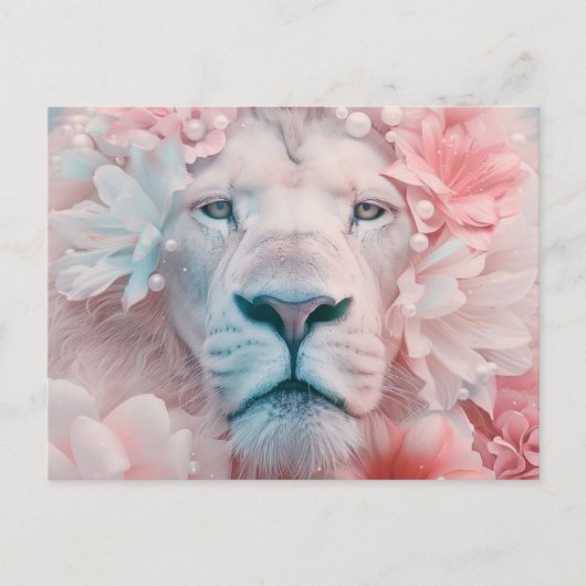 Löwe mit Blume Postkarte (Vorderseite)