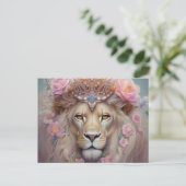 Löwe mit Blume Postkarte (Stehend Vorderseite)