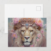 Löwe mit Blume Postkarte (Vorne/Hinten)