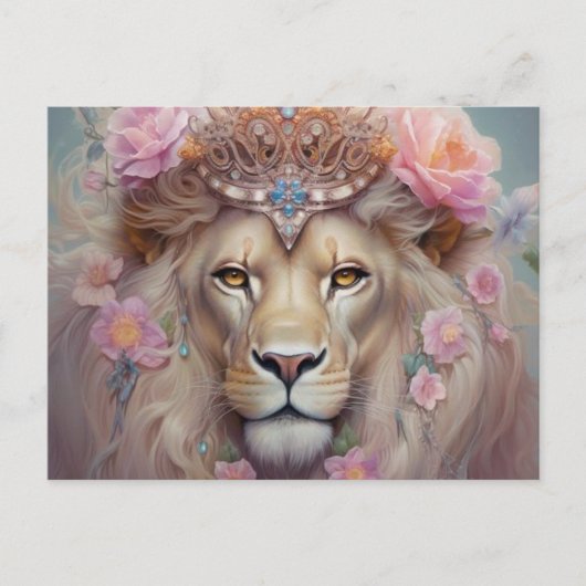 Löwe mit Blume Postkarte (Vorderseite)