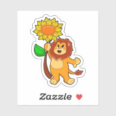 Löwe mit Blume Sonnenblume Aufkleber (Blatt)