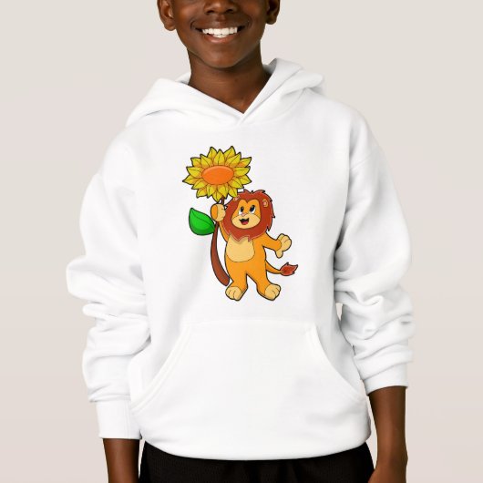 Löwe mit Blume Sonnenblume Hoodie (Vorderseite)