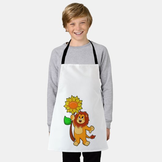 Löwe mit Blume Sonnenblume Schürze (Getragen)