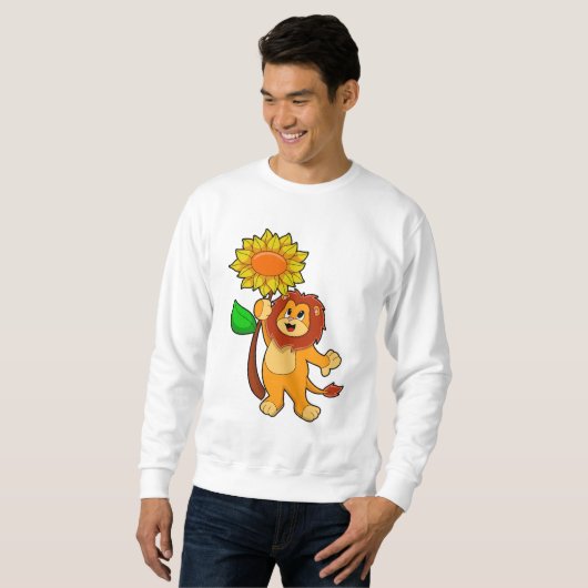 Löwe mit Blume Sonnenblume Sweatshirt (Vorne ganz)