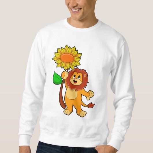 Löwe mit Blume Sonnenblume Sweatshirt (Vorderseite)