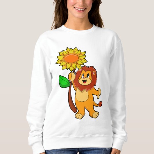 Löwe mit Blume Sonnenblume Sweatshirt (Vorderseite)