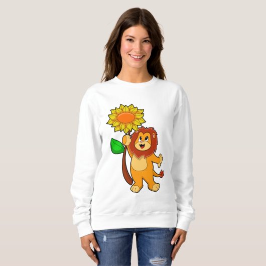 Löwe mit Blume Sonnenblume Sweatshirt (Vorne ganz)