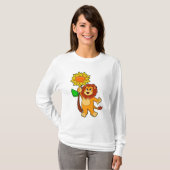 Löwe mit Blume Sonnenblume T-Shirt (Vorne ganz)
