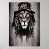 Löwe mit coolem Hut | AI Art Poster (Vorne)
