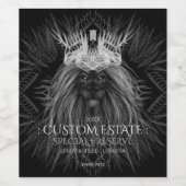 Löwe mit Crown Monogram Black Wine Label Weinetikett (Einzelnes Label)