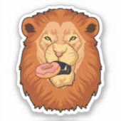 Löwe mit Donut Aufkleber (Vorderseite)