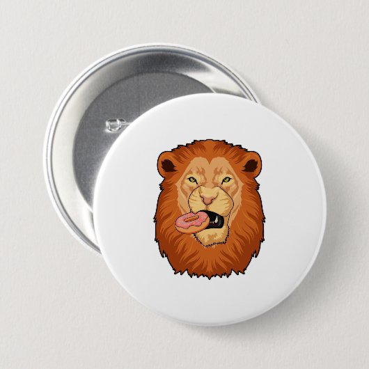 Löwe mit Donut Button (Vorne & Hinten)