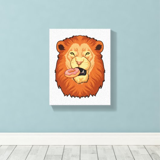 Löwe mit Donut Leinwanddruck (Insitu (Holzboden))