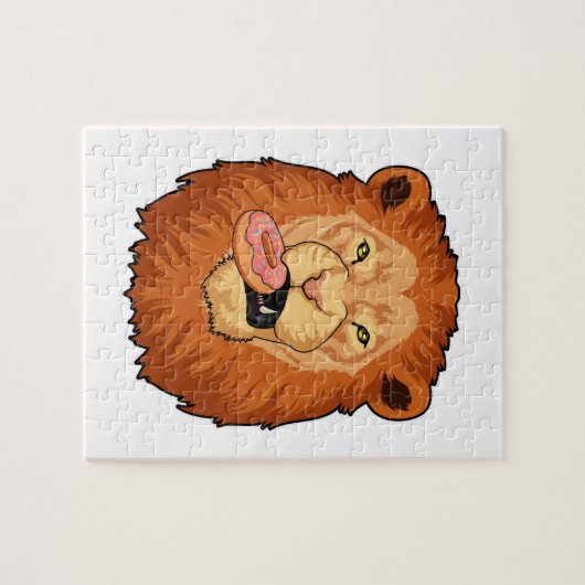 Löwe mit Donut Puzzle (Horizontal)