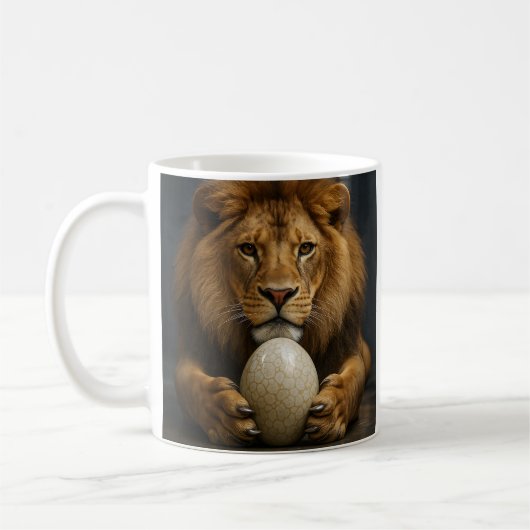 Löwe mit Ei Kaffeetasse (Links)