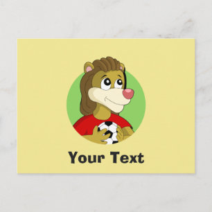 Löwe mit einem Fußball-Cartoon auf der Postkarte