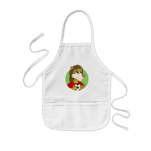 Löwe mit einem Fußballball-Cartoon Kinderschürze (Vorne)