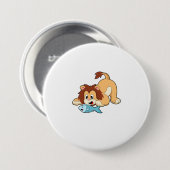 Löwe mit Fisch Button (Vorne & Hinten)