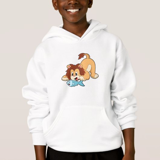 Löwe mit Fisch Hoodie (Vorderseite)