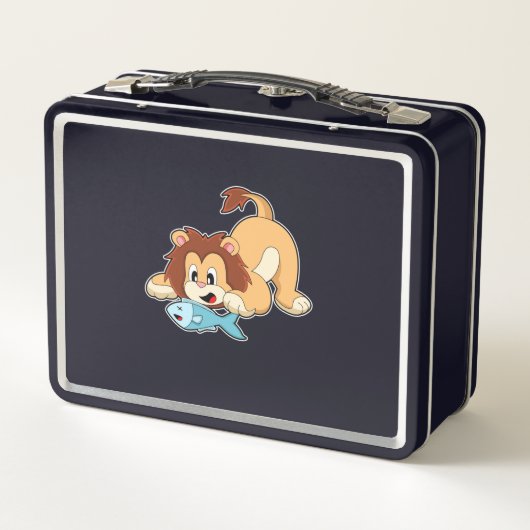 Löwe mit Fisch Metall Brotdose (Rückseite)