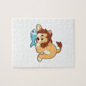 Löwe mit Fisch Puzzle (Horizontal)