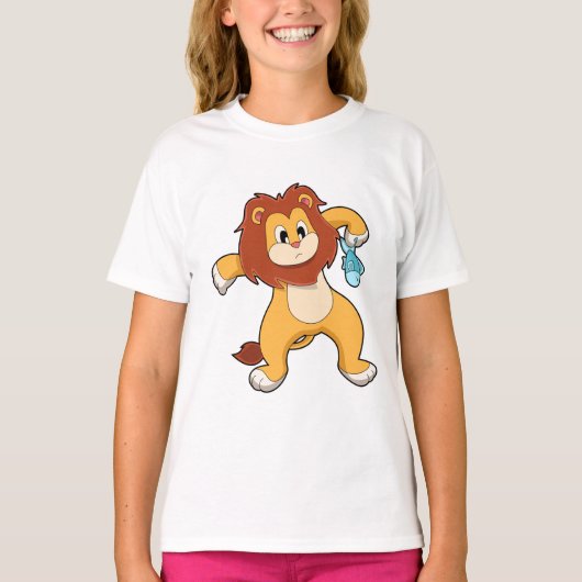 Löwe mit Fisch T-Shirt (Vorderseite)
