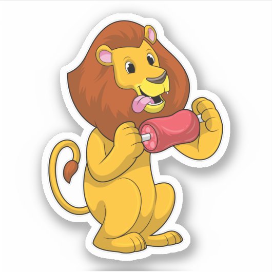 Löwe mit Fleisch Aufkleber (Vorderseite)