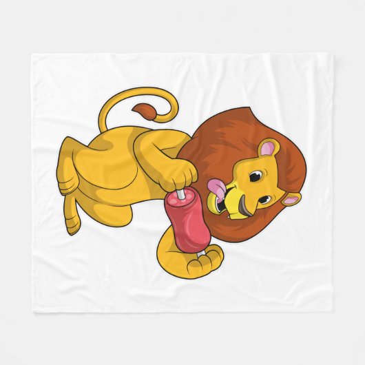 Löwe mit Fleisch Fleecedecke (Vorderseite (Horizontal))