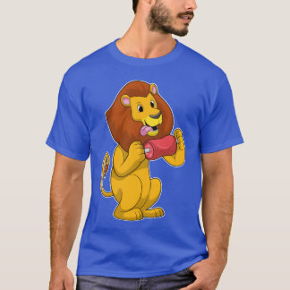Löwe mit Fleisch Lustige Tiere Retro T-Shirt
