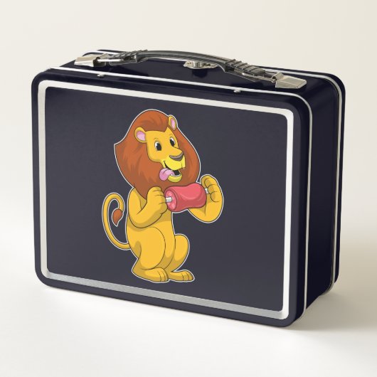 Löwe mit Fleisch Metall Brotdose (Rückseite)