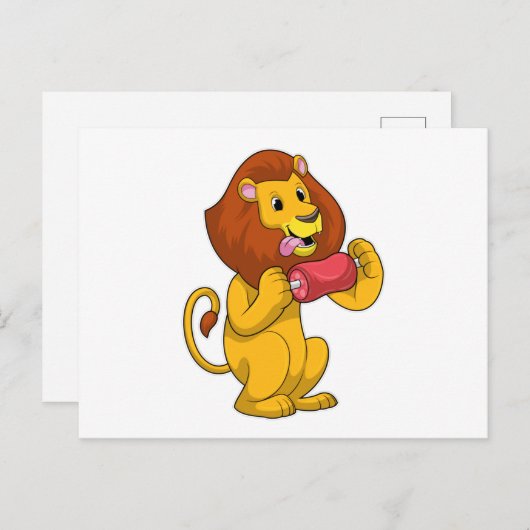 Löwe mit Fleisch Postkarte (Vorne/Hinten)