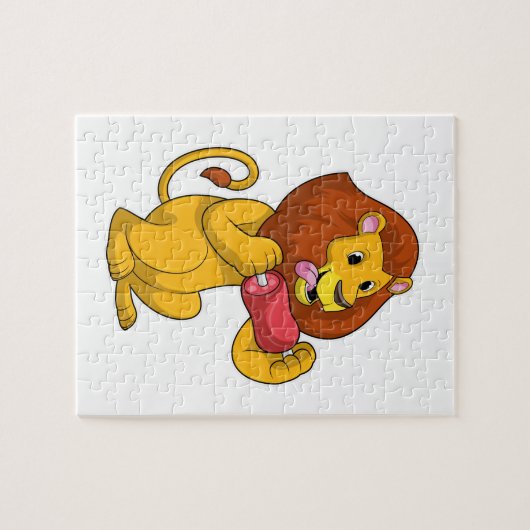 Löwe mit Fleisch Puzzle (Horizontal)