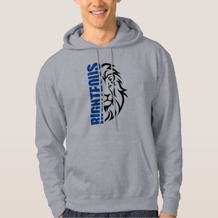 Löwe mit gerechtem blauem fettem Wort Hoodie