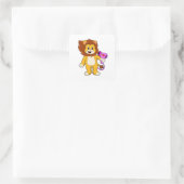 Löwe mit Haartrockner Quadratischer Aufkleber (Tasche)
