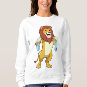 Löwe mit Handtuch für Dusche Sweatshirt